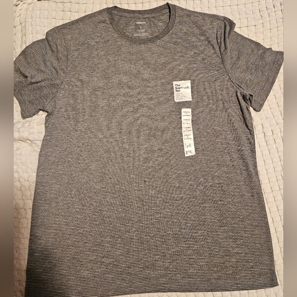 NWT Men's Sonoma Super Soft Gray Striped T-Shirt - L